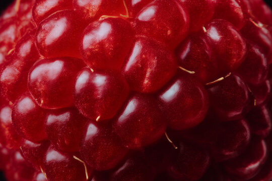 A Raspberry Fruit Extreme Close Up