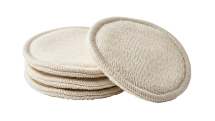 Pile of soft, reusable, circular cotton pads, offering an eco-friendly approach to skincare transparent background