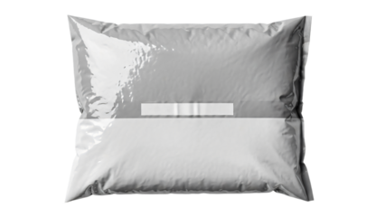 Packaging design of a plastic sealed pouch with a clear window. The design is a realistic representation of product packaging.  transparent background