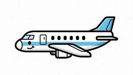 Cartoon Airplane Illustration with Smiling Face.