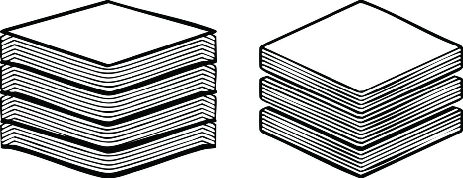 Black stack of paper napkins documents line art icon office organization graphic stationery files symbol