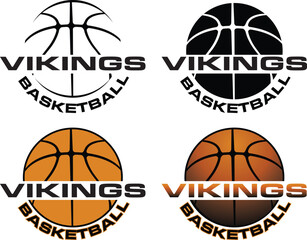 Basketball Design For Vikings is a great graphic for basketball teams that includes a four versions of the design form simple to complex. It is great for shirt designs and promotional products.