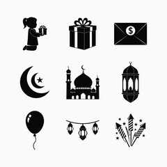 Naklejka premium Celebration and cultural icons isolated on white background, Vector, illustration