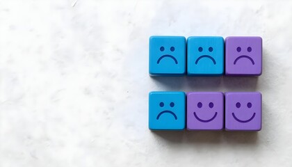 Blocks with smiley faces, emphasizing emotional wellness and mindful growth for Stress Awareness Month