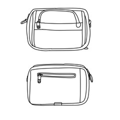 Two Cosmetic Bags with Zipper Closure in Line Art Style.