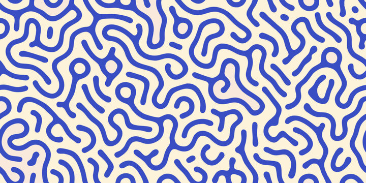 Abstract blue and cream swirling pattern resembling organic fluid shapes