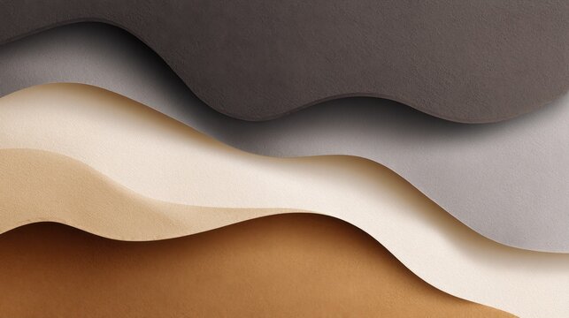 Elegant layered textures of soft, smooth materials in various neutral tones, showcasing curves and waves that create visual harmony and depth in design