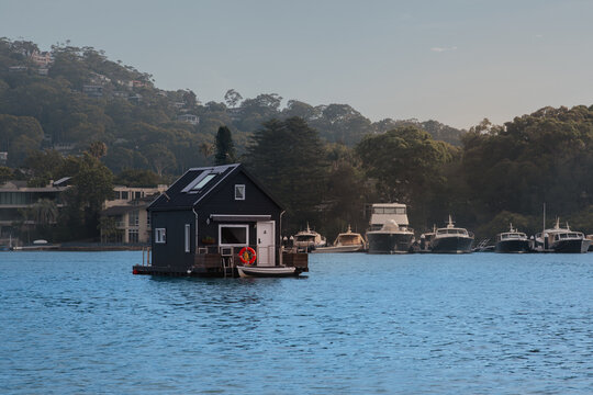 a floating cabin on the ocean