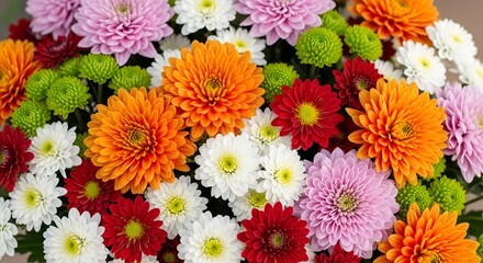 Vibrant Chrysanthemum Bouquet with Multicolored Flowers, Image_fx Style
