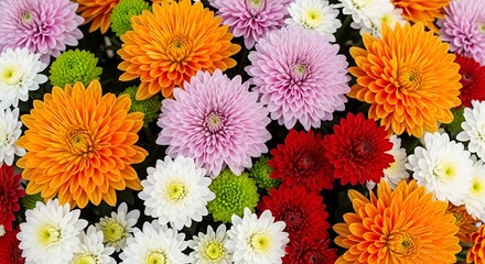 Vibrant Chrysanthemum Flowers Displayed in Garden Setting