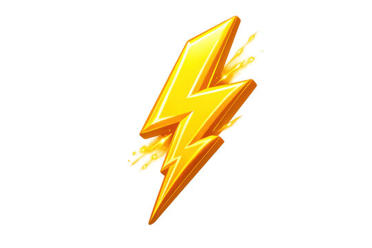 Golden lightning bolt icon representing speed, power, energy, electricity, and fast gaming performance with transparent background