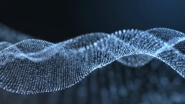 Abstract wave form made of glowing particles