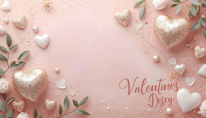 pink valentine background with balls and heart
