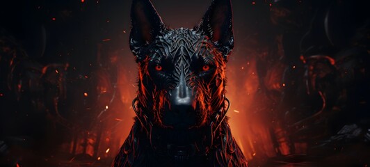 Pointillist Grunge Design Cerberus Demon