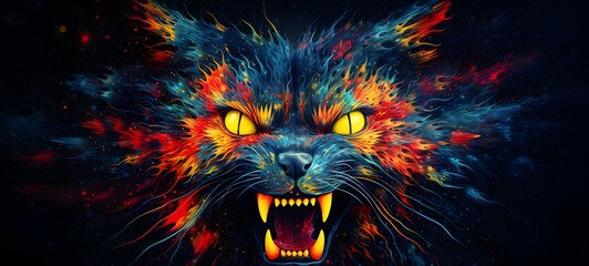 Pointillist Grunge Design Cerberus Demon