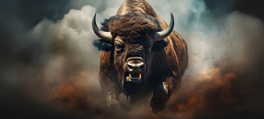 realistic photo of a glossy monster bison,generative AI