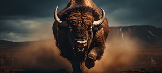 realistic photo of a glossy monster bison,generative AI