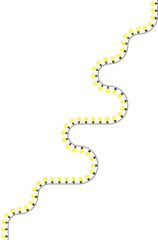 Light bulb path featuring irregular rounded waves with incandescent bulbs along the route.
