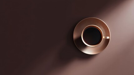 Elegant coffee cup with saucer on brown surface showcasing minimalistic design and cozy atmosphere perfect for beverage and relaxation themes