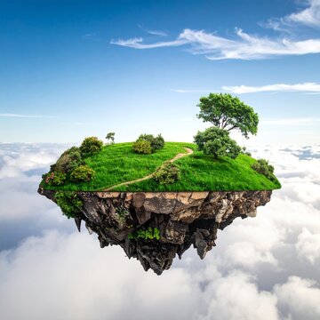 Floating Island in the Sky - A Surreal Landscape of Nature and Fantasy.