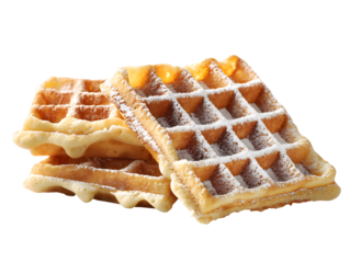 waffles with icing sugar isolated on white background