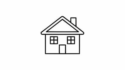 Simple Outline Drawing of a House with a Chimney.