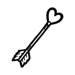 Black and White Heart Arrow Illustration.