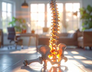 Flexible Spinal Model Bent to Explain Scoliosis or Disc Issues