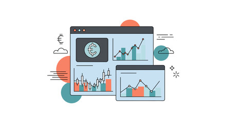 Financial analysis and trading platform with charts and graphs for market data.