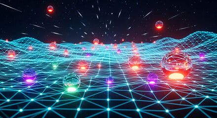 Neon Lights on Digital Grid Network.