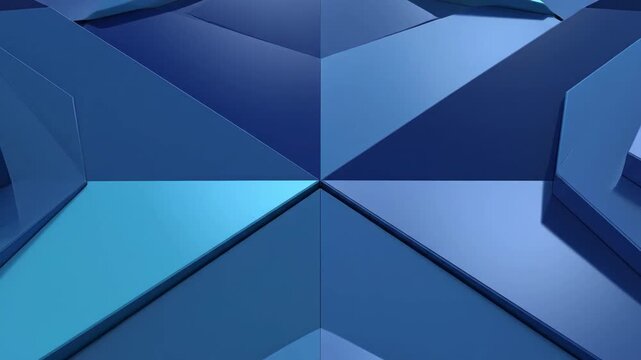 Geometric abstract shapes in blue tones with light and shadow play