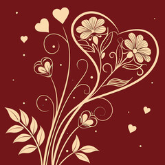 Rose Gold Luxury Valentine with Elegant Floral Ornaments