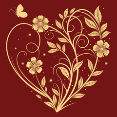 Luxury Valentine&rsquo;s Day Gold Floral Heart Design