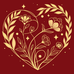 Luxury Valentine&rsquo;s Day Gold Floral Heart Design
