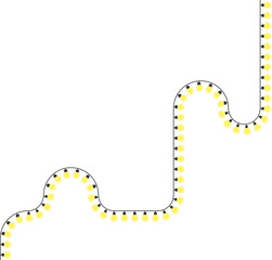 Squared light bulb path displaying straight angles with glowing bulbs aligned along the route. © drik