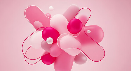 Fototapeta premium Pink 3D Molecular Structure Model Display.