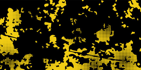 Abstract Black and Yellow Dirty Grunge Background with Halftone Effect. Sports Background with Brush Stroke Illustration, vector illustration