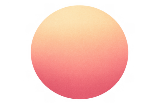 Abstract circle showing a smooth color transition from bright orange to deep red with a subtle textured effect. Transparent background - Powered by Adobe