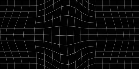 Abstract futuristic perspective grid box. Abstract wireframe with white grid line on black background. with a modern concept style