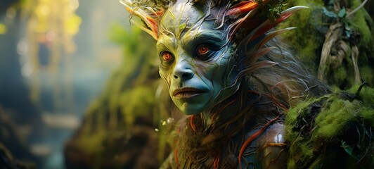 realistic photo of a glossy Troll dryad ,generative AI