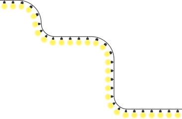 Diagonal maze light bulb path constructed from rounded waves with glowing bulbs.