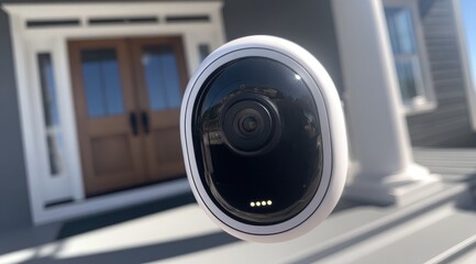Smart Home Security Camera on a Residential Porch.