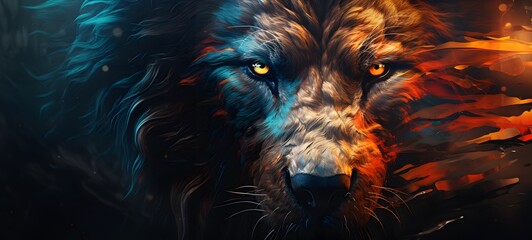 realistic photo of a glossy bison wolf lion,generative AI