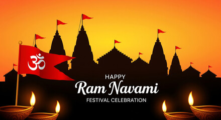 Hindu religious Happy Ram Navami festival decorative background