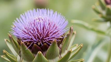 Close-up of a Purple Artichoke Flower.
