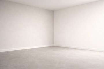 Minimal White Corner Interior Background with Grey Floor and Copy Space