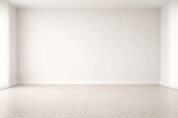 Minimal White Wall Interior Background with Symmetric Perspective and Copy Space