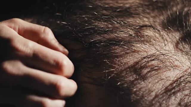 Close up of human skin and hand gentle touch detail