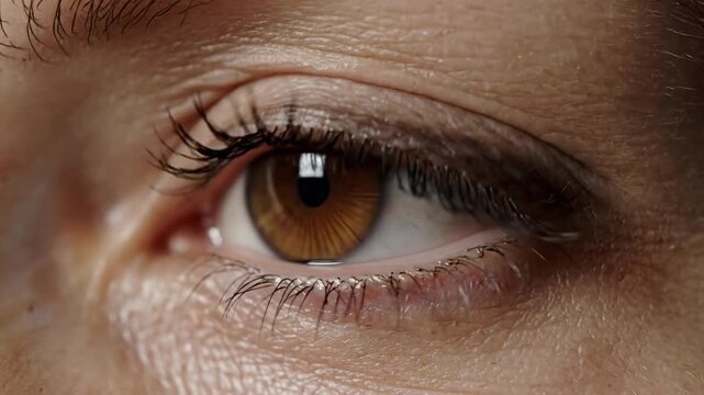 Close up of human eye revealing details of iris and eyelashes