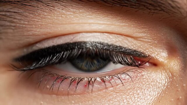 Close up of a human eye showing detailed iris and eyelashes